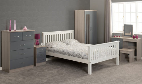 Monaco White High Foot End Bed, 3 sizes