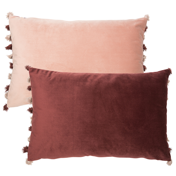 Blush Pink Aubergine velvet feel cushion