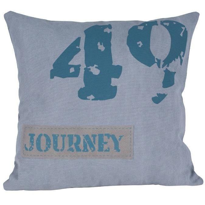 Grey & Navy Fabric Square Scatter Cushion - Perfectly Home Interiors